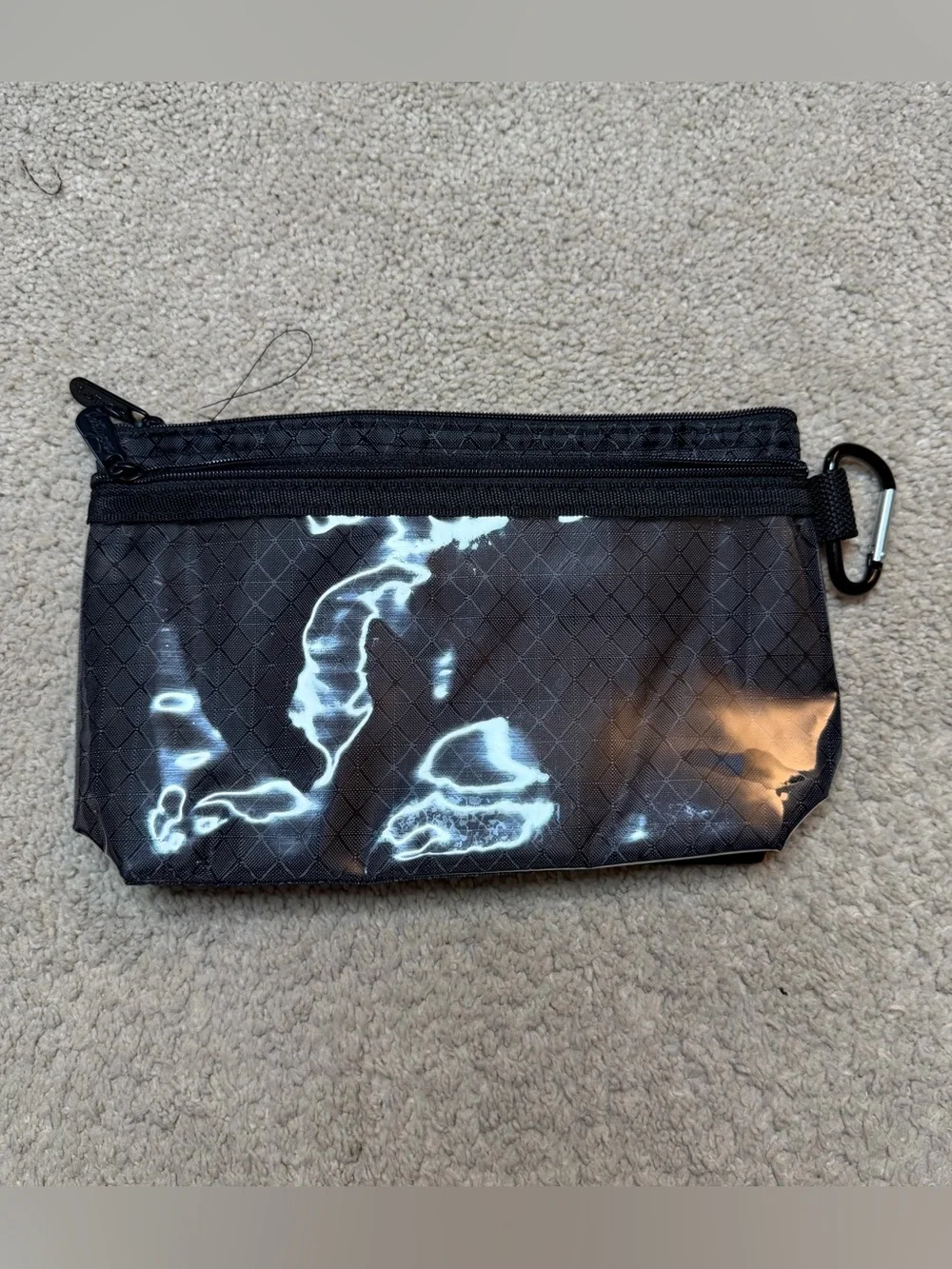 Thirty One Black Clear Clip Pouch with Zip and Carabiner